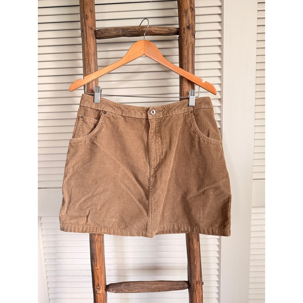 Vans Corduroy A Line Mini‎ Skirt Tan Cargo Pockets Size 30
